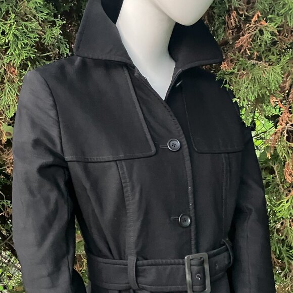 Theory Trench Coat Black with Belt Size M - Picture 4 of 10